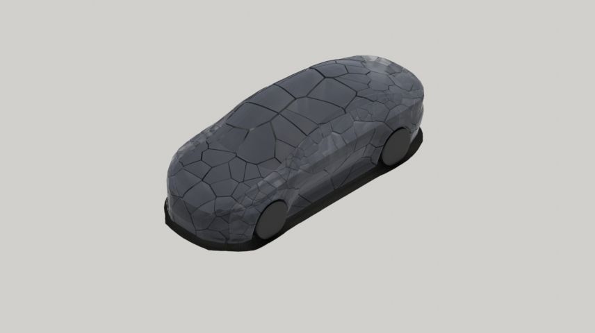 a vehicle made of glass falling apart